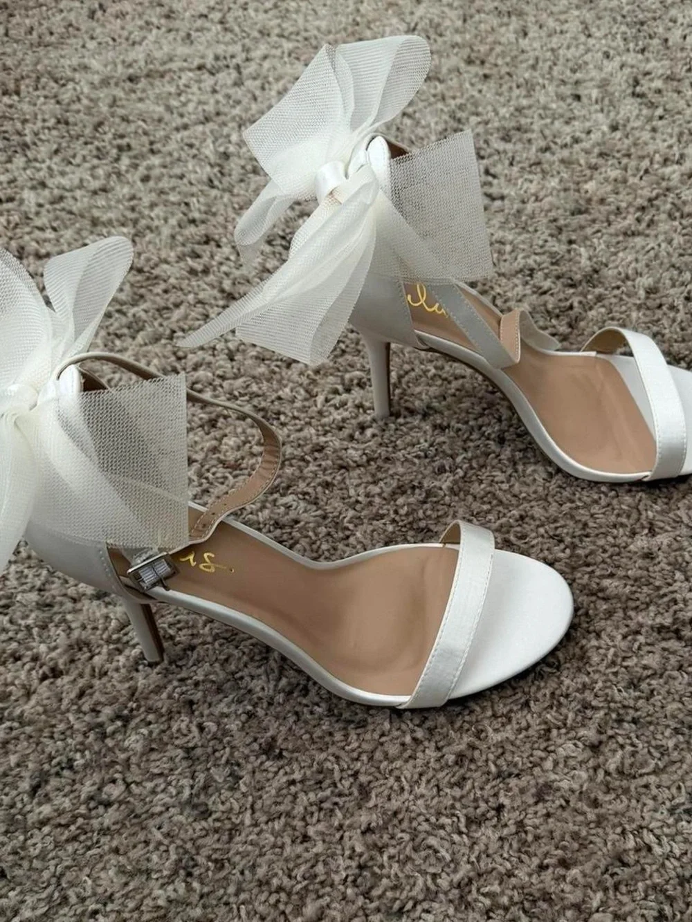 Elegant White Ankle-Strap Stiletto Heels with Bow